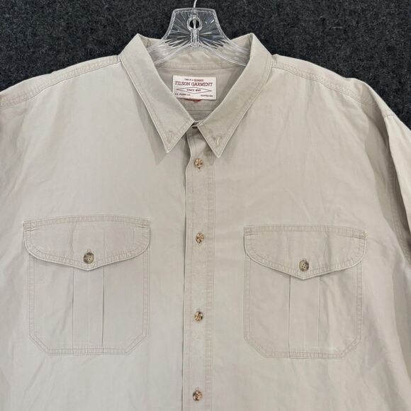 CC Filson Feather Cloth Shirt Men's XL Beige Safari Dual Pockets Outdoors - Picture 2 of 10